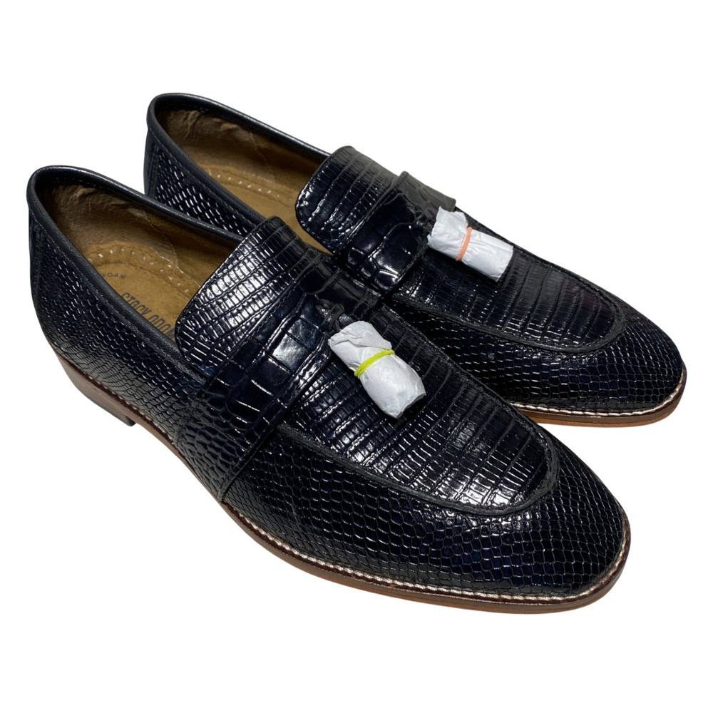 Stacy Adams Mens Black Exotic‎ Print Tassel Loafers Memory Foam Size 9M